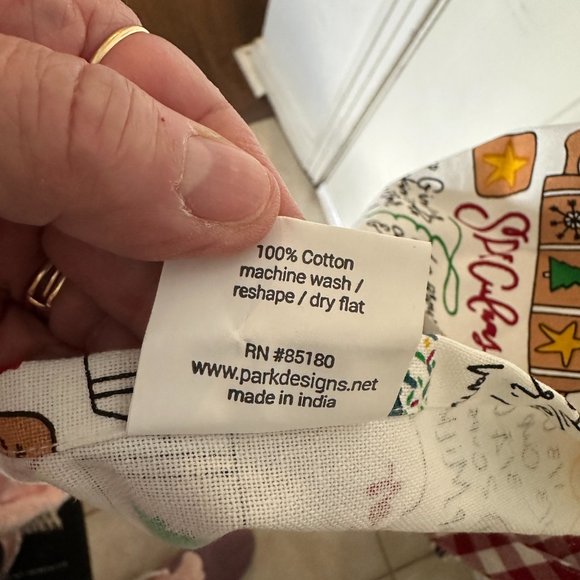 Park Designs Apron Christmas Cookie Recipe One Sz Adjustable Tie Red check trim - Picture 3 of 6